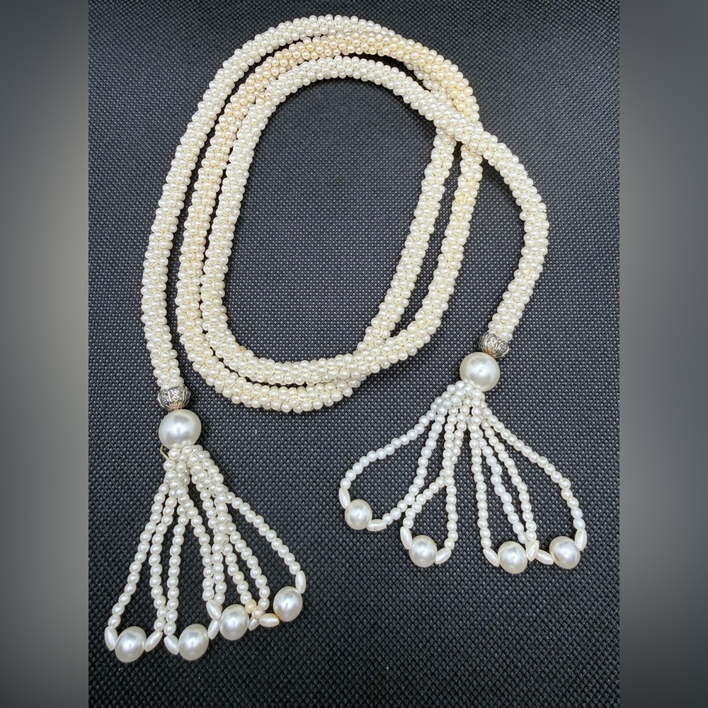 Vintage Pearl Woven Lariat